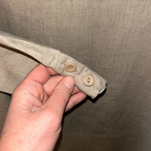 Flax Women's Button-Up Dress Taupe Size Petite - Picture 4 of 4